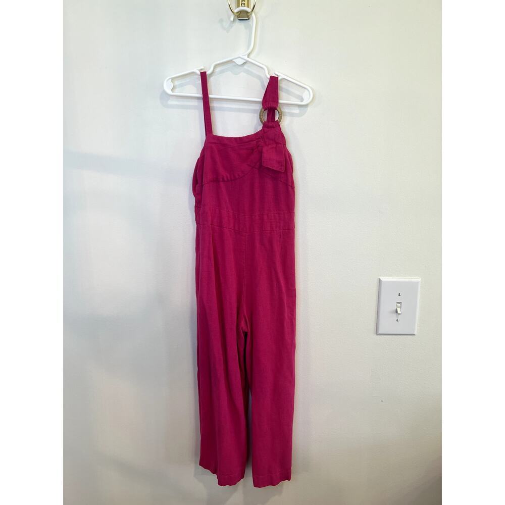 Mayoral Girls Pink Linen Blend Jumpsuit Size 8 Wide Leg Summer Romper